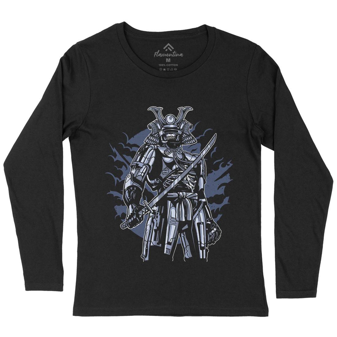 Samurai Robot Womens Long Sleeve T-Shirt Warriors A569