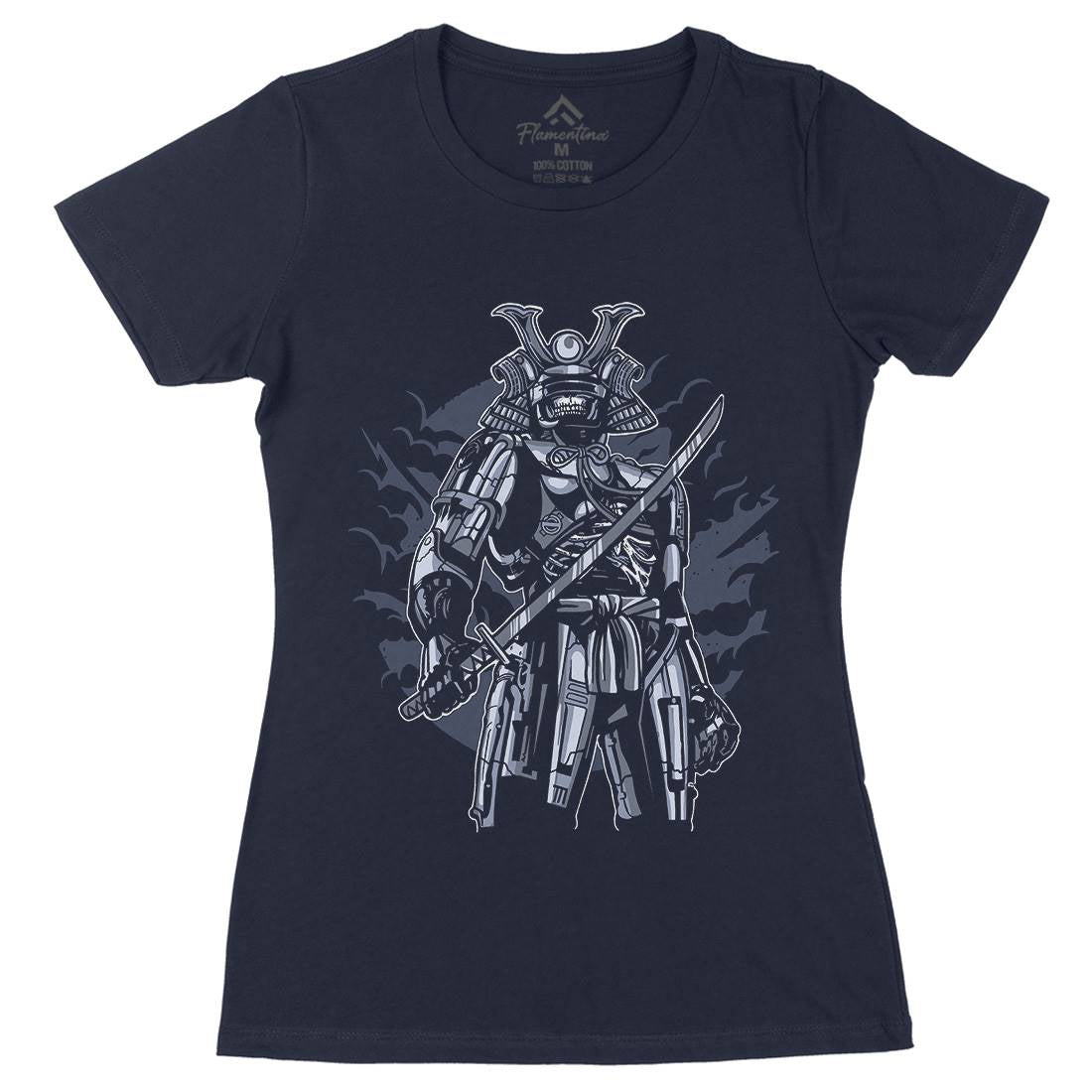 Samurai Robot Womens Organic Crew Neck T-Shirt Warriors A569