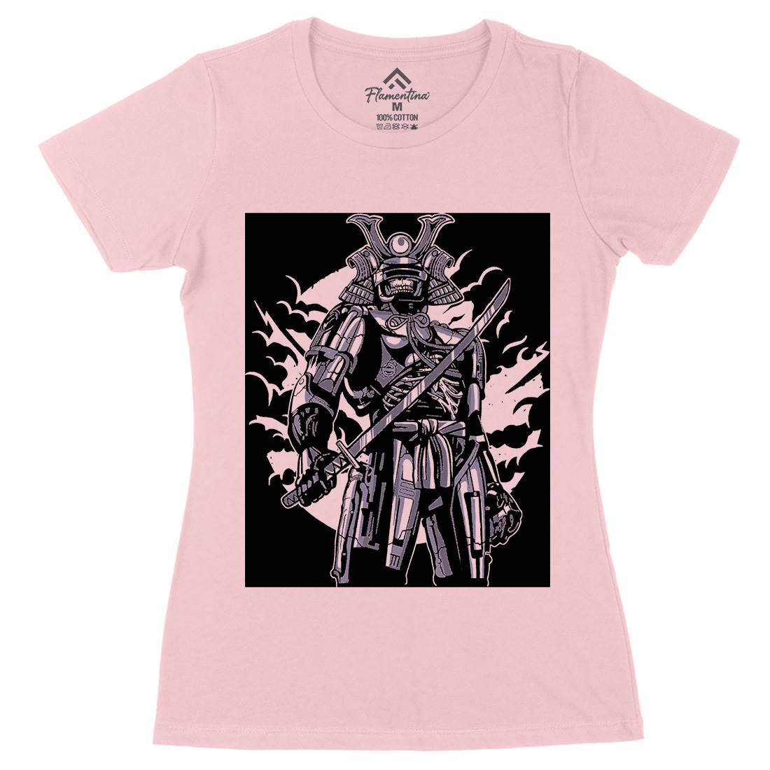 Samurai Robot Womens Organic Crew Neck T-Shirt Warriors A569