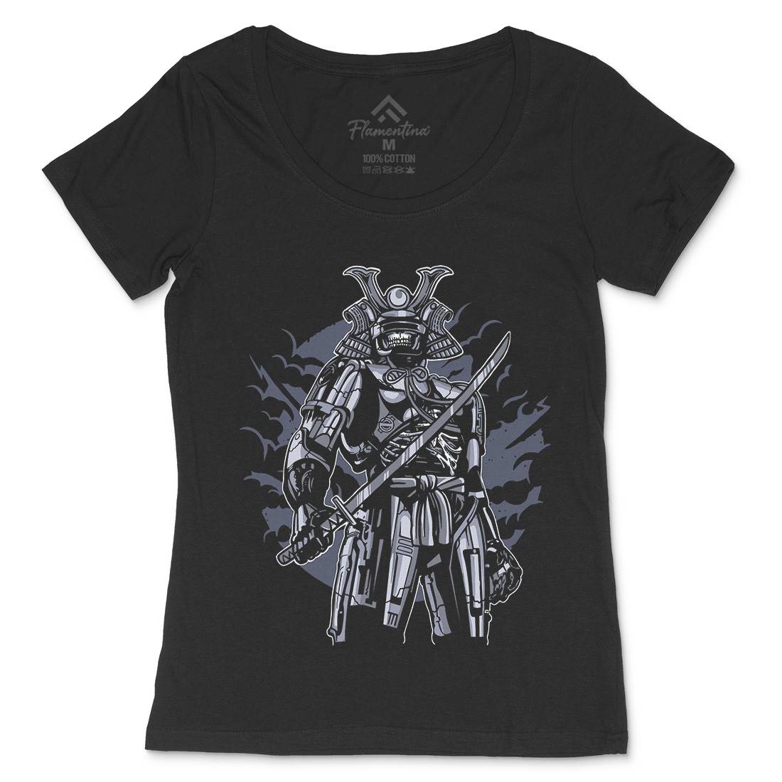 Samurai Robot Womens Scoop Neck T-Shirt Warriors A569