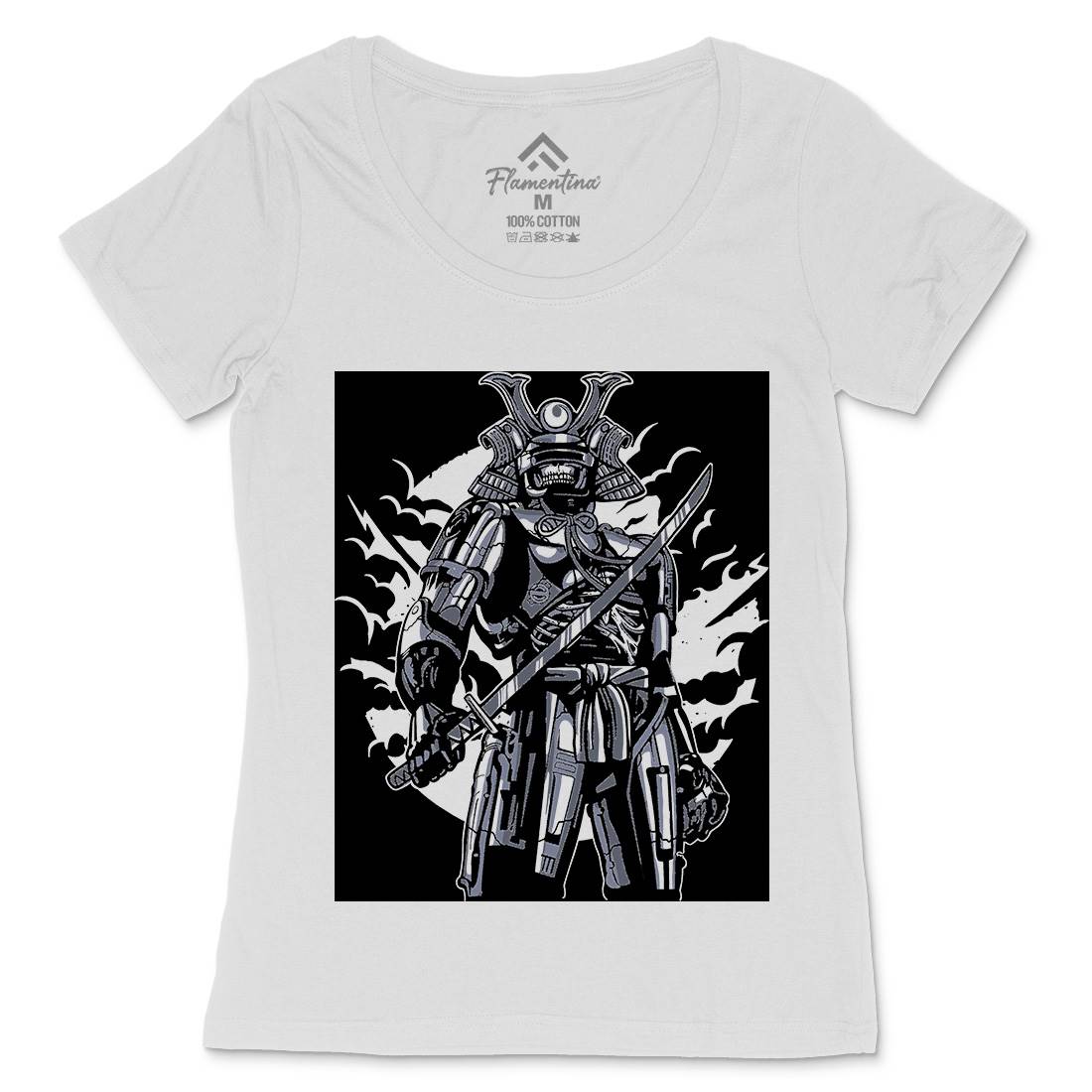 Samurai Robot Womens Scoop Neck T-Shirt Warriors A569
