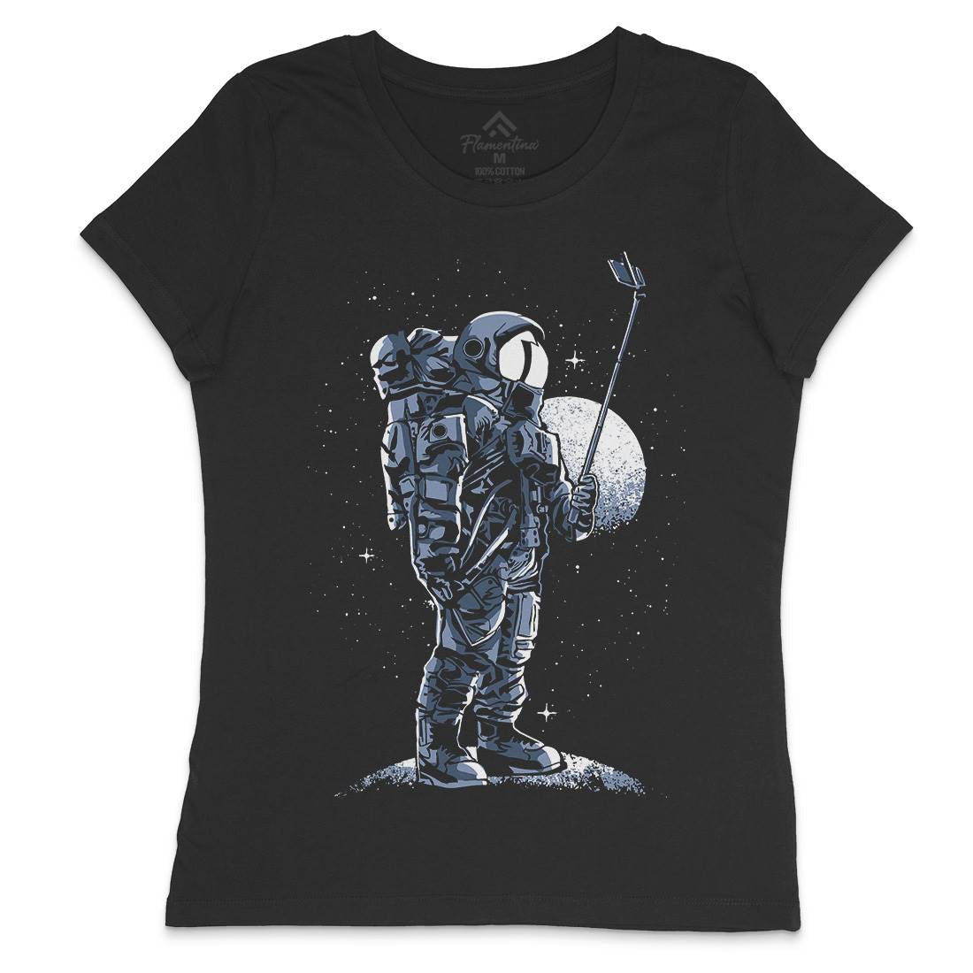 Selfie Astronaut Womens Crew Neck T-Shirt Space A570