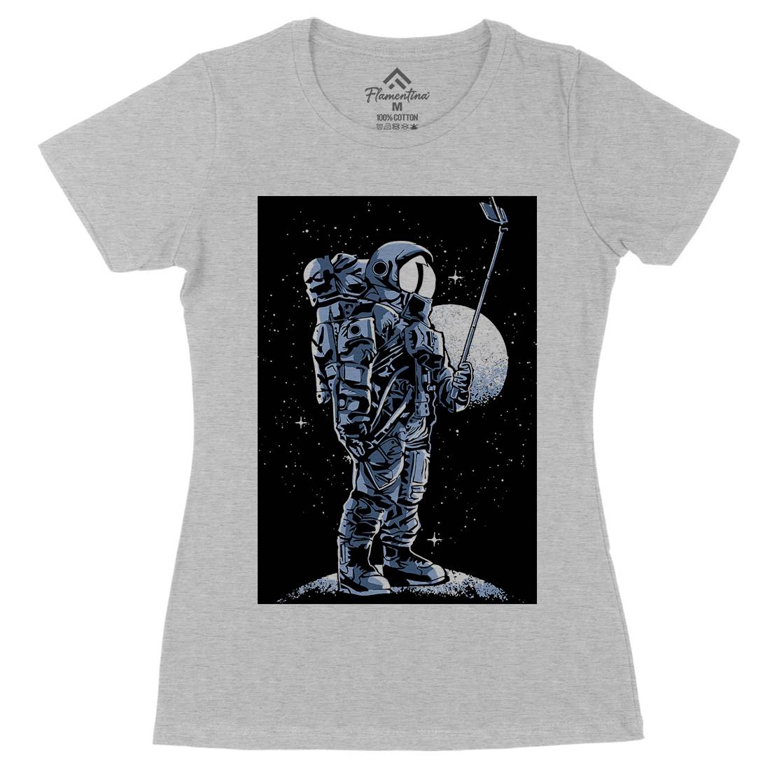 Selfie Astronaut Womens Organic Crew Neck T-Shirt Space A570