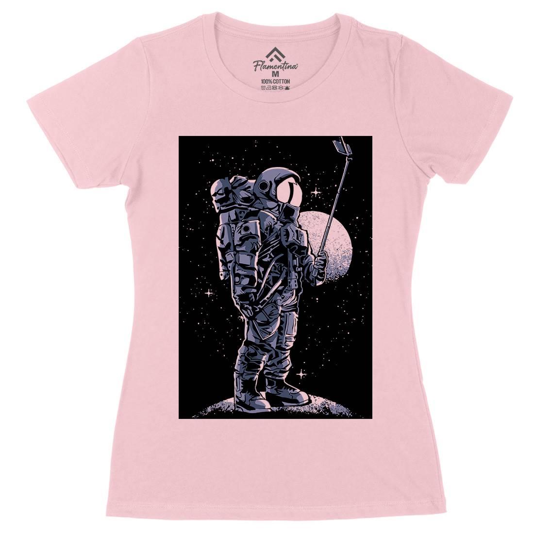 Selfie Astronaut Womens Organic Crew Neck T-Shirt Space A570