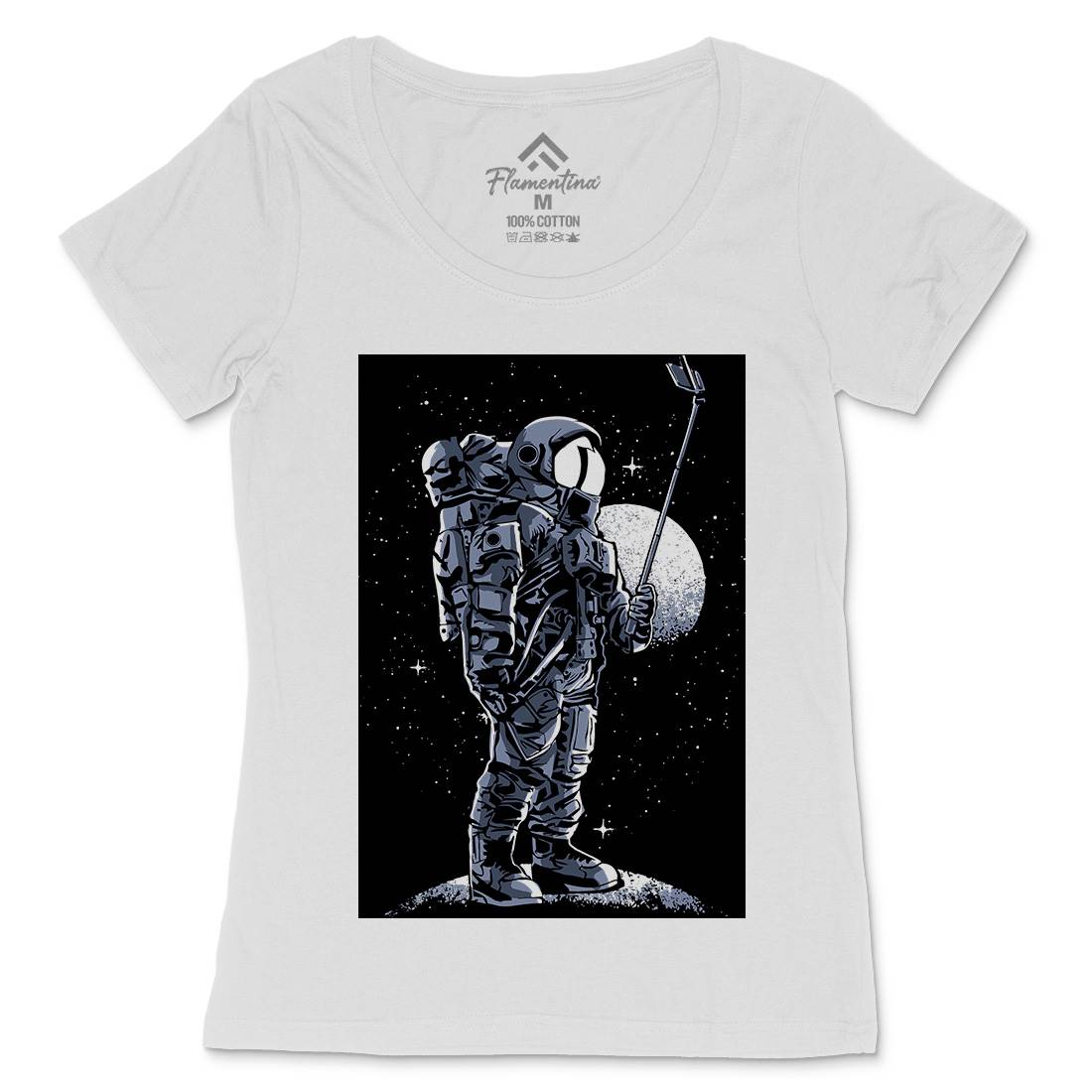 Selfie Astronaut Womens Scoop Neck T-Shirt Space A570
