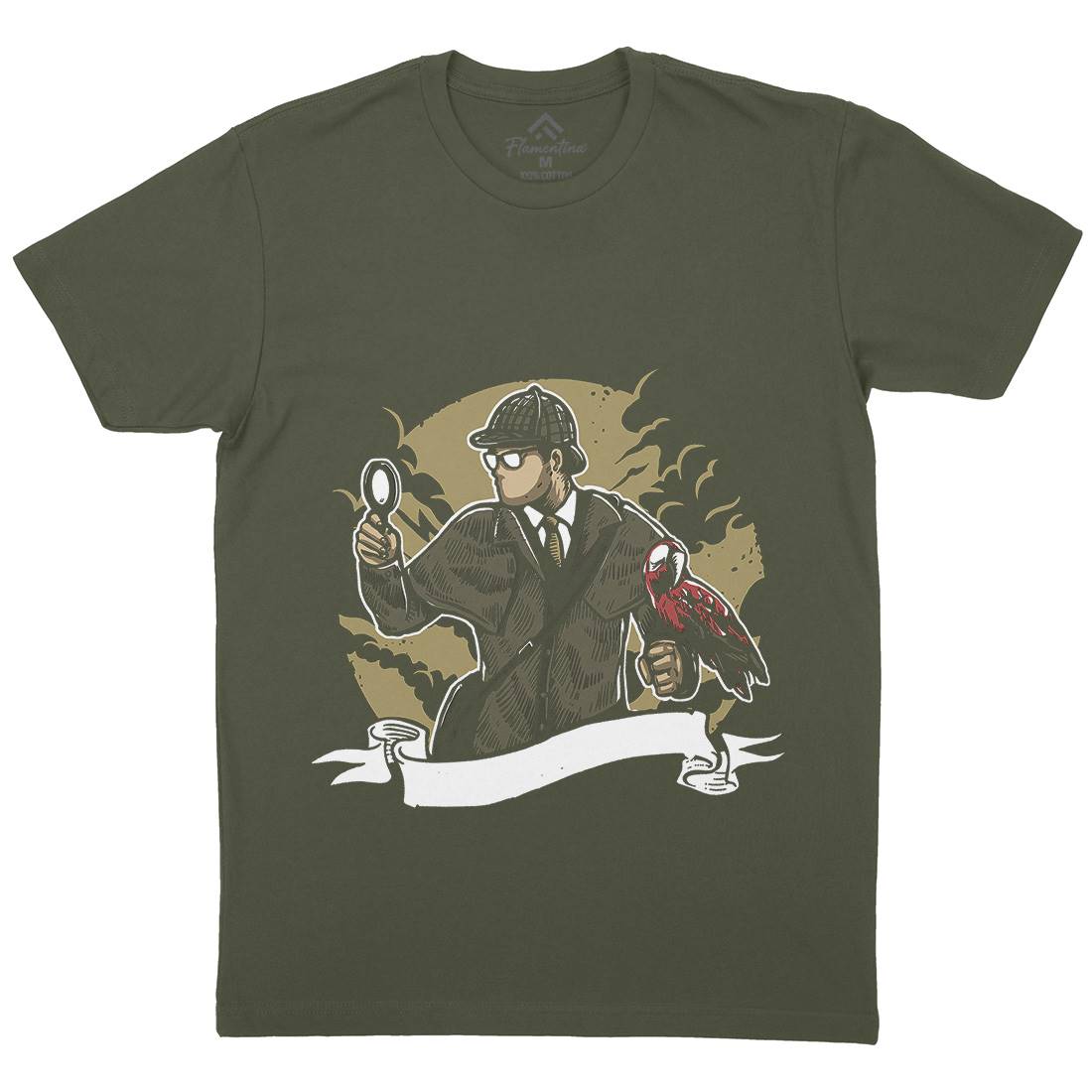 Detective Mens Organic Crew Neck T-Shirt Retro A571