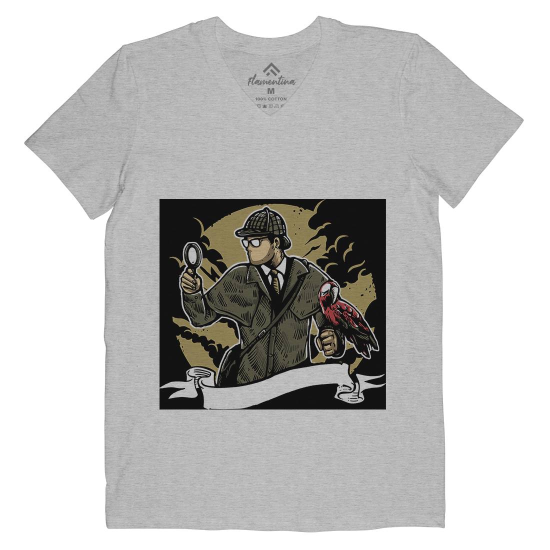 Detective Mens V-Neck T-Shirt Retro A571