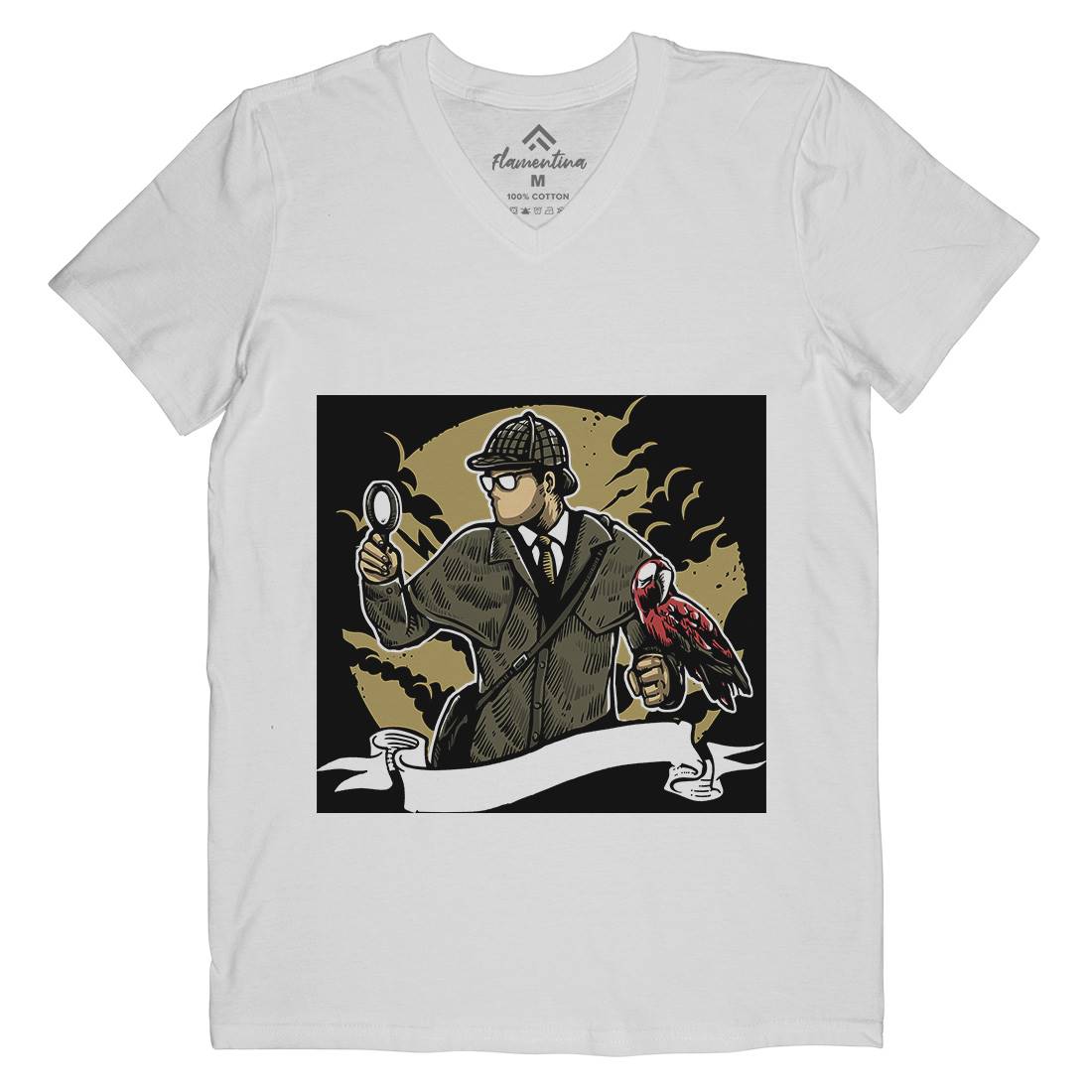 Detective Mens Organic V-Neck T-Shirt Retro A571