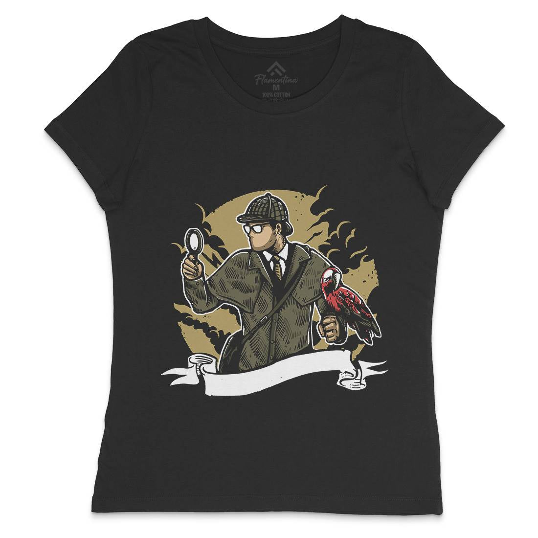 Detective Womens Crew Neck T-Shirt Retro A571