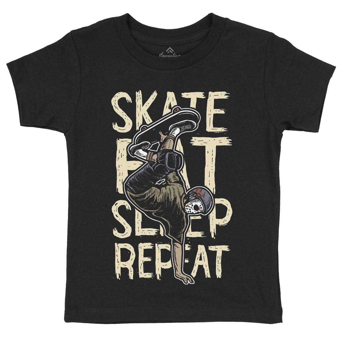 Eat Sleep Repeat Kids Crew Neck T-Shirt Skate A572