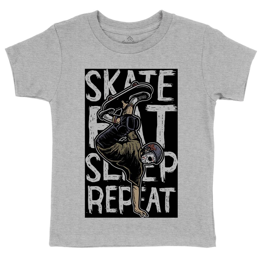 Eat Sleep Repeat Kids Crew Neck T-Shirt Skate A572