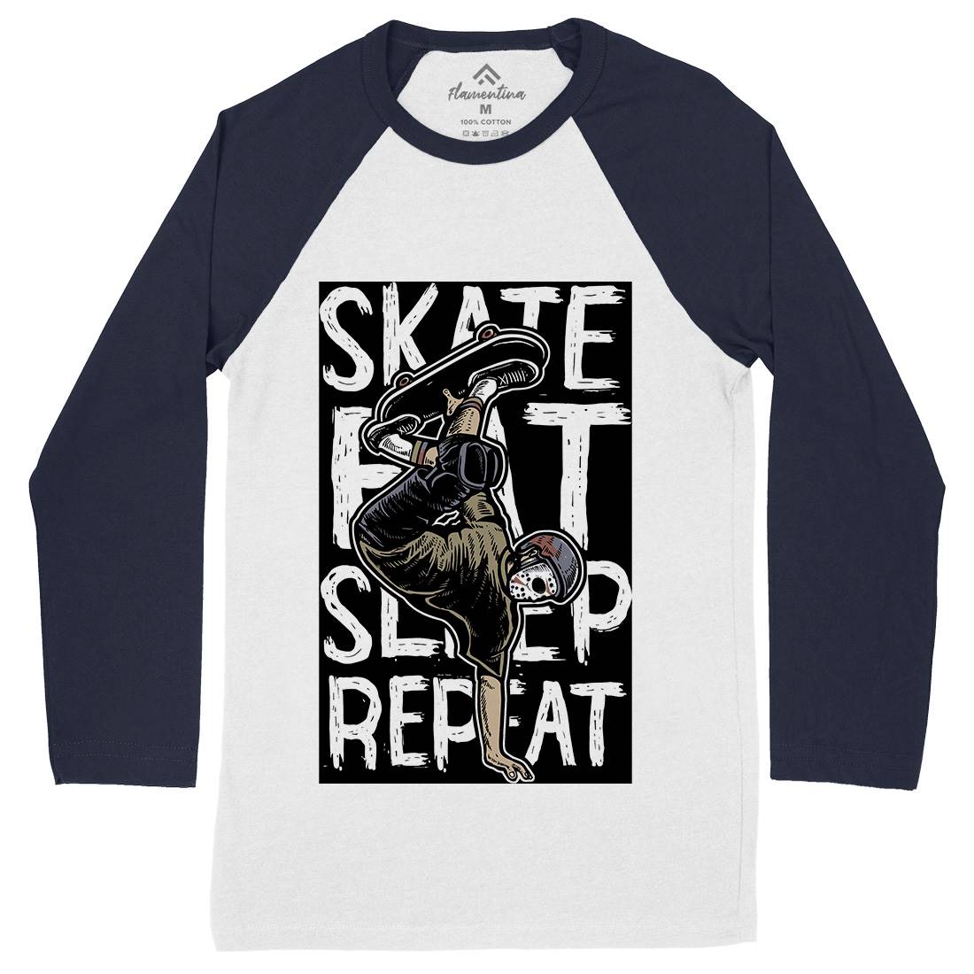 Eat Sleep Repeat Mens Long Sleeve Baseball T-Shirt Skate A572