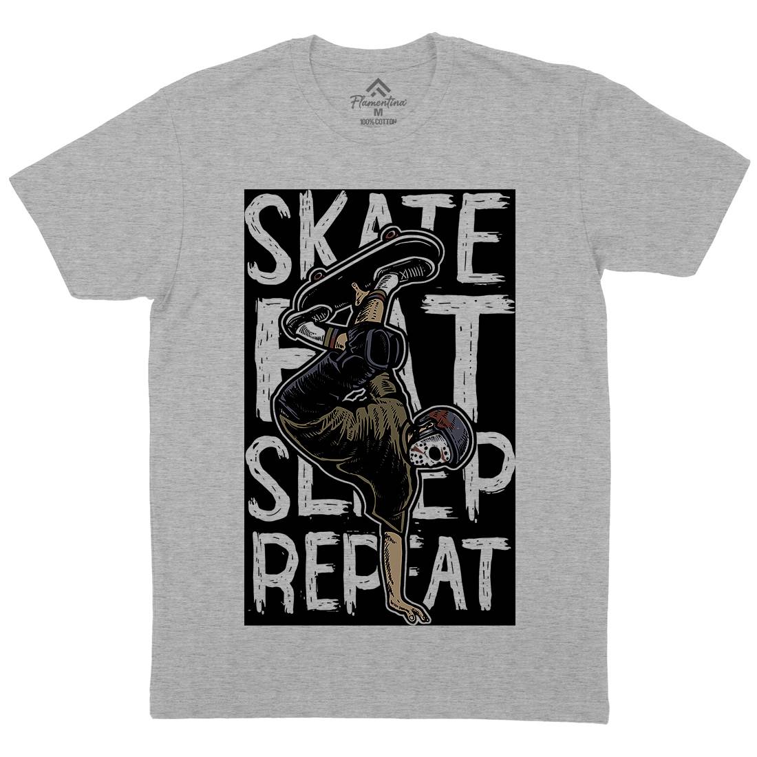 Eat Sleep Repeat Mens Organic Crew Neck T-Shirt Skate A572