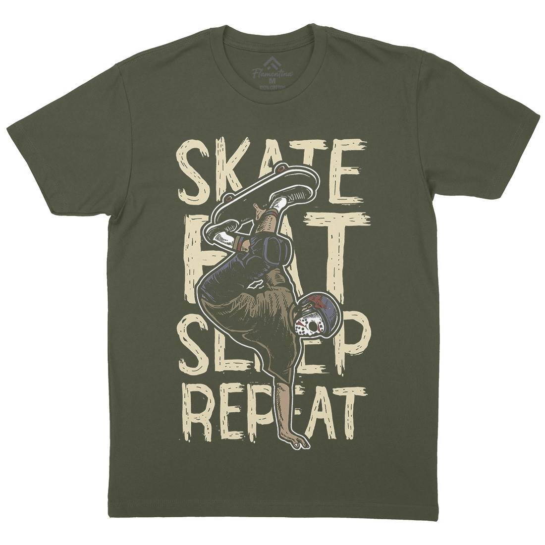 Eat Sleep Repeat Mens Organic Crew Neck T-Shirt Skate A572