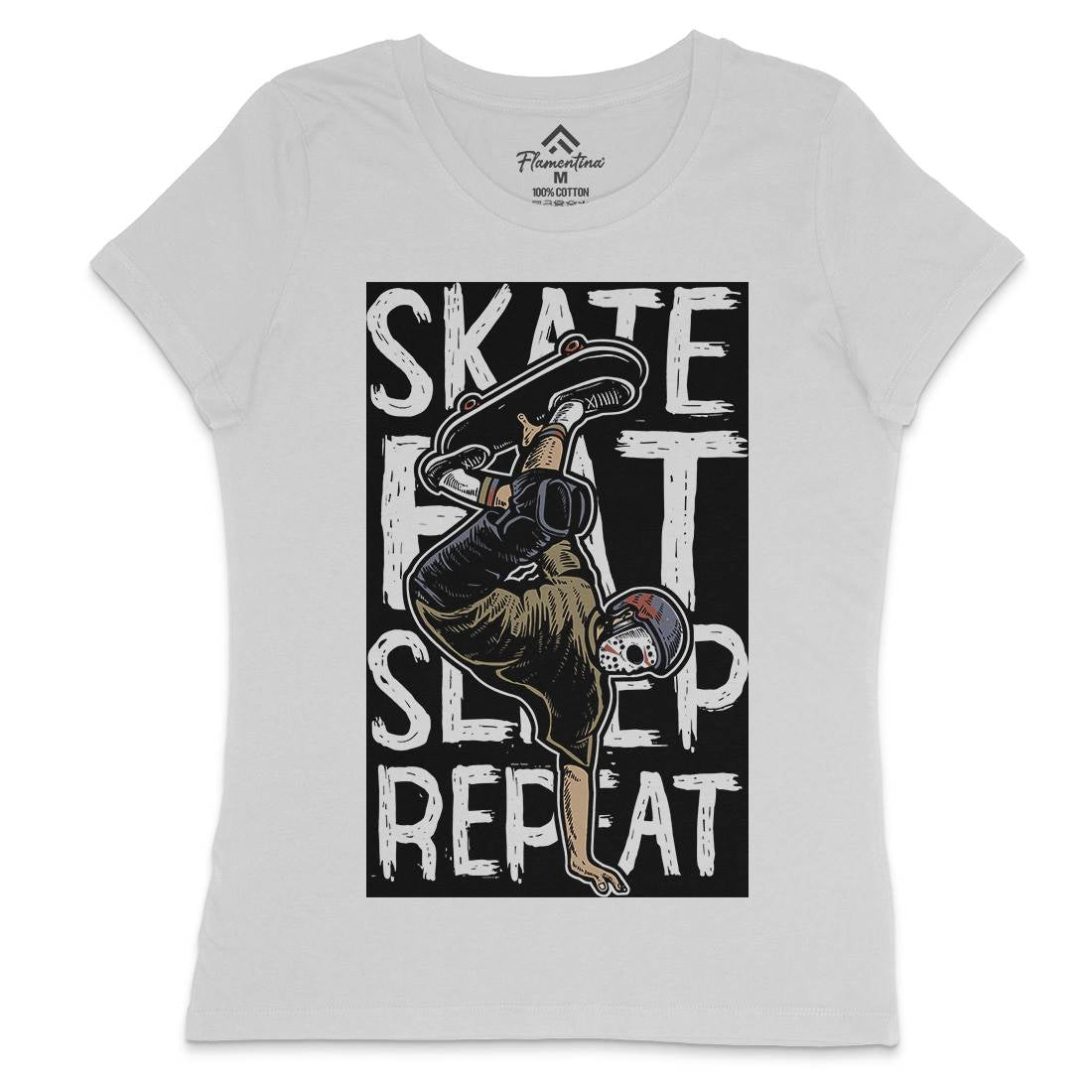 Eat Sleep Repeat Womens Crew Neck T-Shirt Skate A572