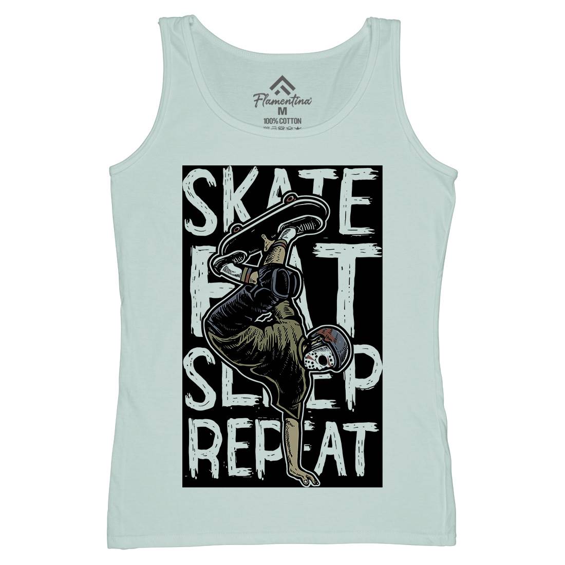 Eat Sleep Repeat Womens Organic Tank Top Vest Skate A572