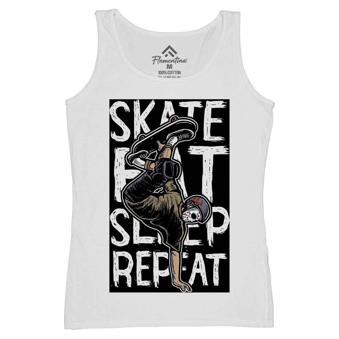 Eat Sleep Repeat Womens Organic Tank Top Vest Skate A572