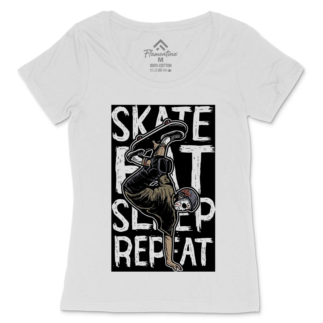 Eat Sleep Repeat Womens Scoop Neck T-Shirt Skate A572