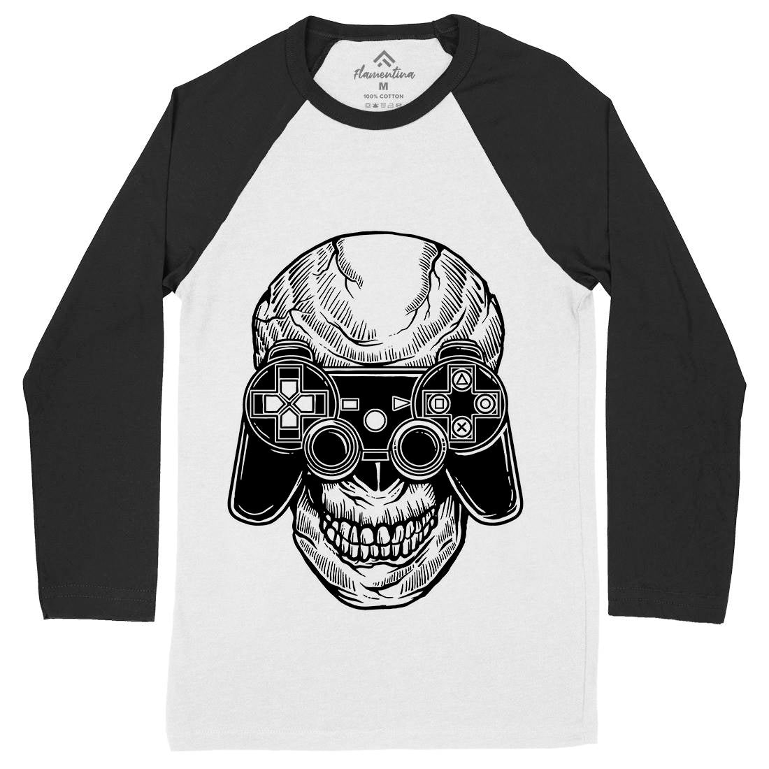 Skull Gamers Mens Long Sleeve Baseball T-Shirt Geek A573