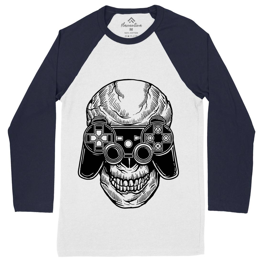 Skull Gamers Mens Long Sleeve Baseball T-Shirt Geek A573