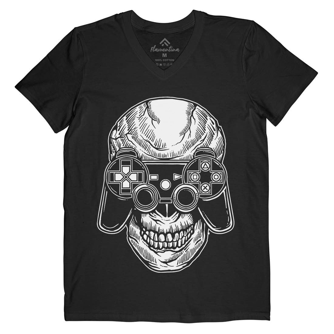 Skull Gamers Mens Organic V-Neck T-Shirt Geek A573