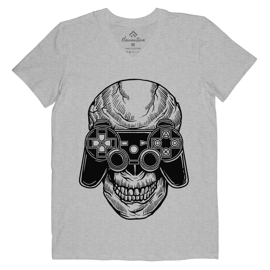 Skull Gamers Mens V-Neck T-Shirt Geek A573