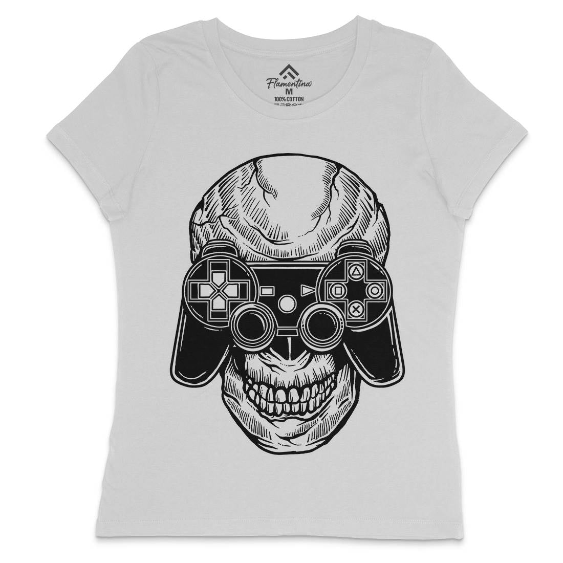 Skull Gamers Womens Crew Neck T-Shirt Geek A573