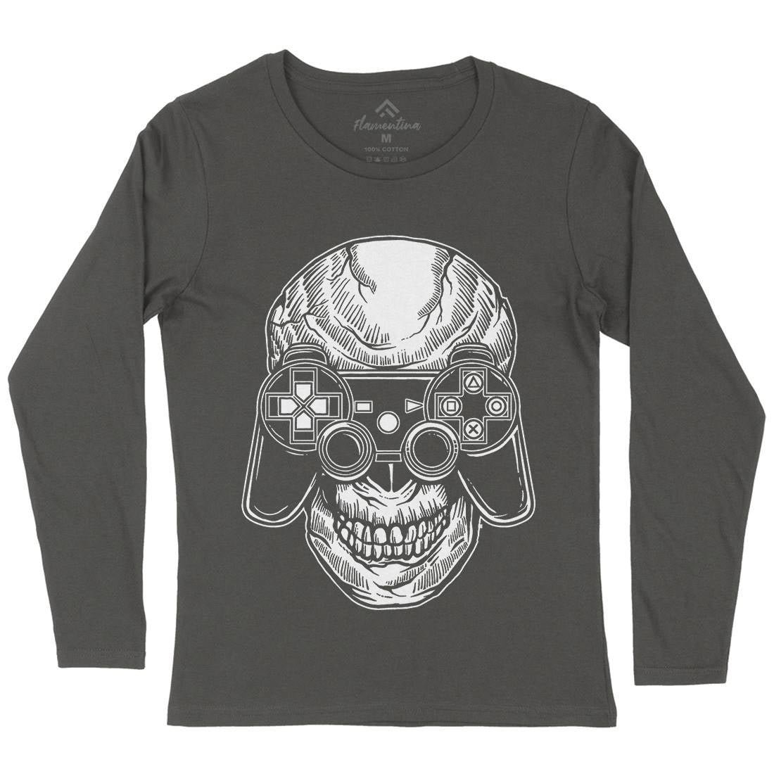 Skull Gamers Womens Long Sleeve T-Shirt Geek A573