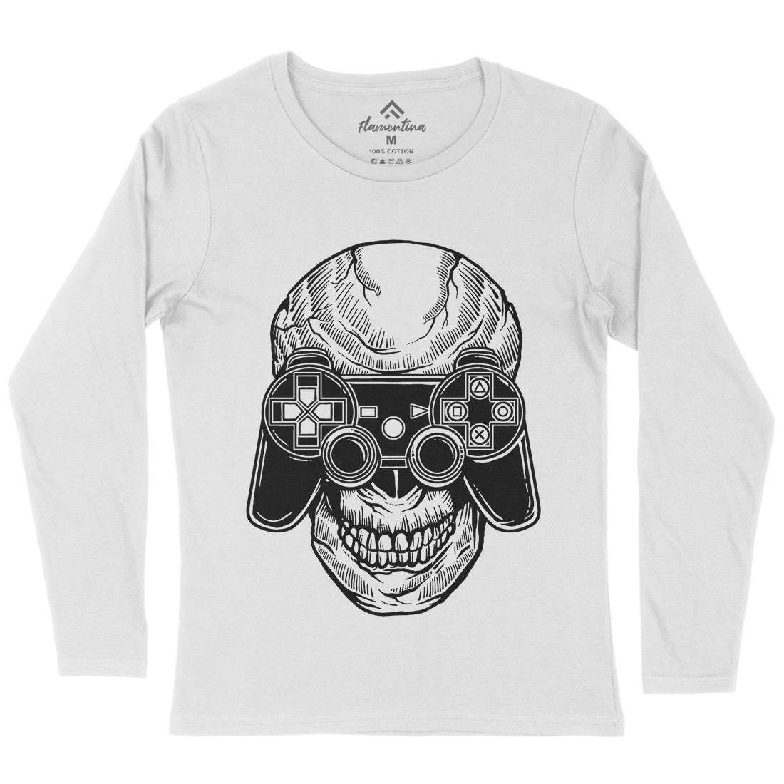Skull Gamers Womens Long Sleeve T-Shirt Geek A573
