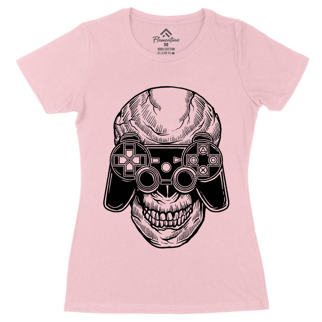 Skull Gamers Womens Organic Crew Neck T-Shirt Geek A573