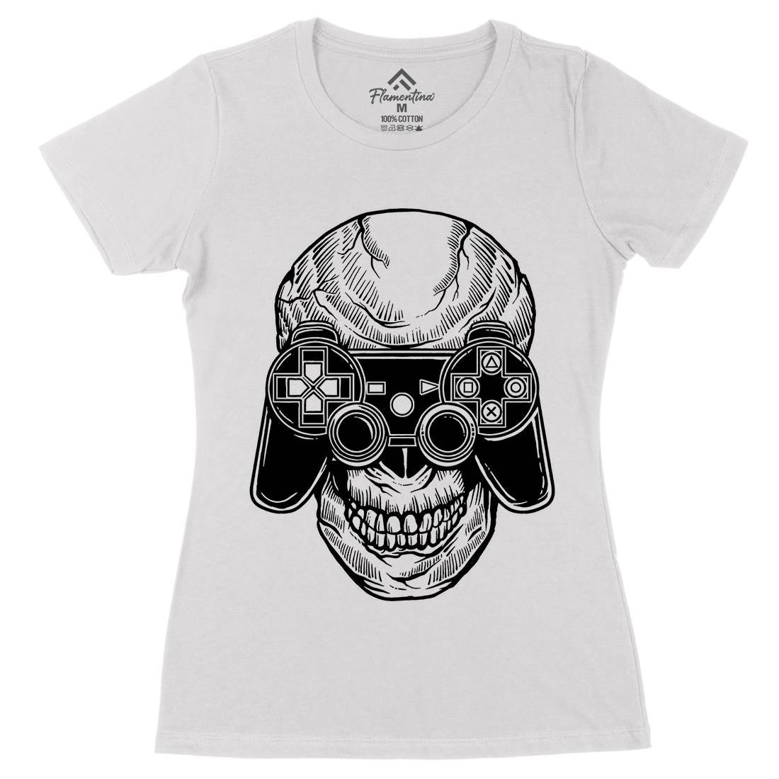 Skull Gamers Womens Organic Crew Neck T-Shirt Geek A573