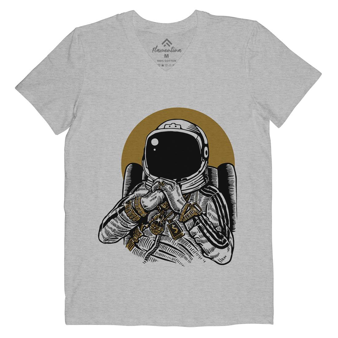 Dj Mens Organic V-Neck T-Shirt Space A575