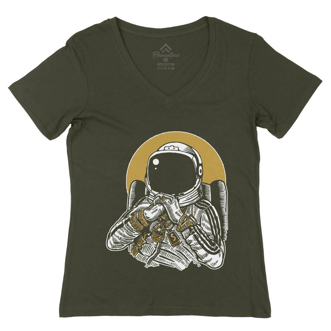 Dj Womens Organic V-Neck T-Shirt Space A575