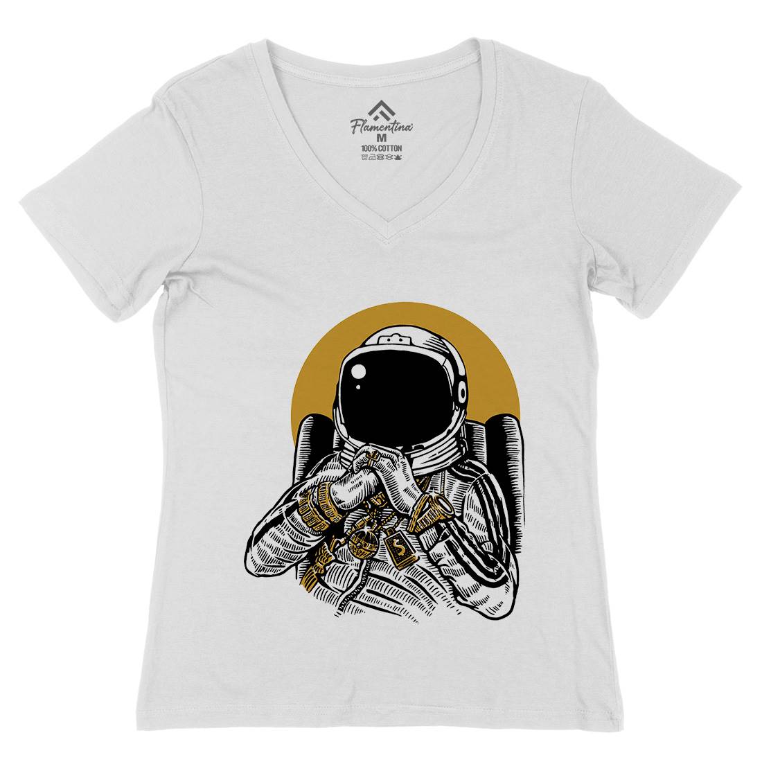 Dj Womens Organic V-Neck T-Shirt Space A575