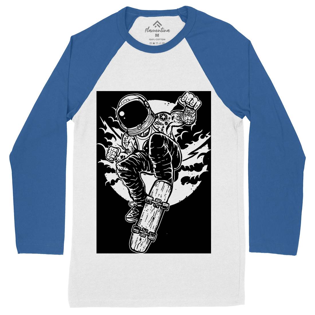 Skater Mens Long Sleeve Baseball T-Shirt Space A576