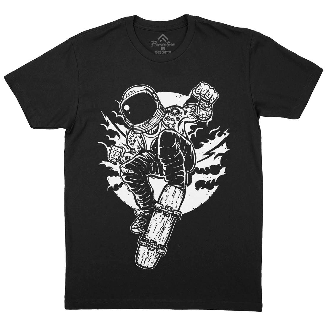 Skater Mens Organic Crew Neck T-Shirt Space A576