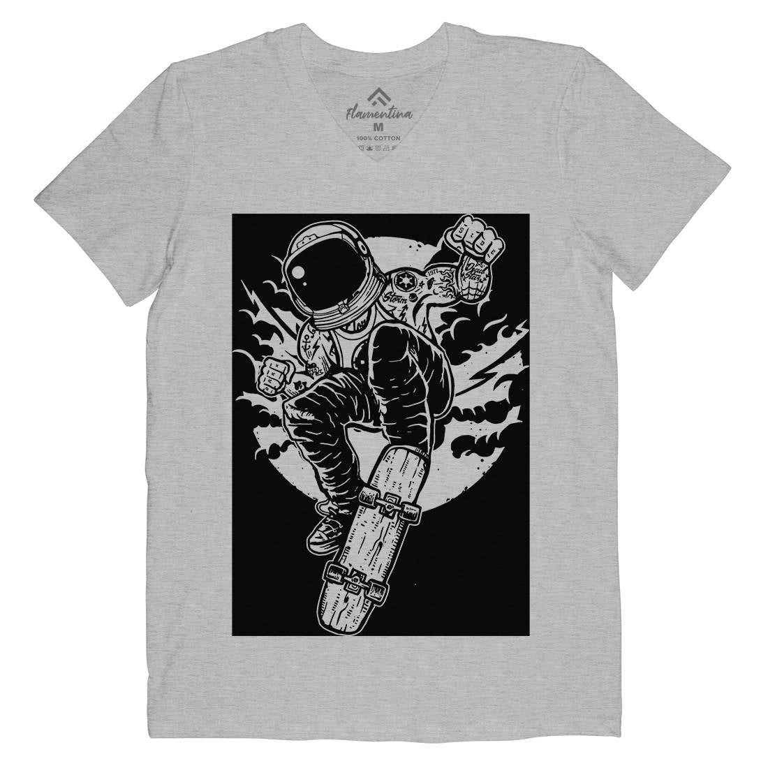 Skater Mens Organic V-Neck T-Shirt Space A576