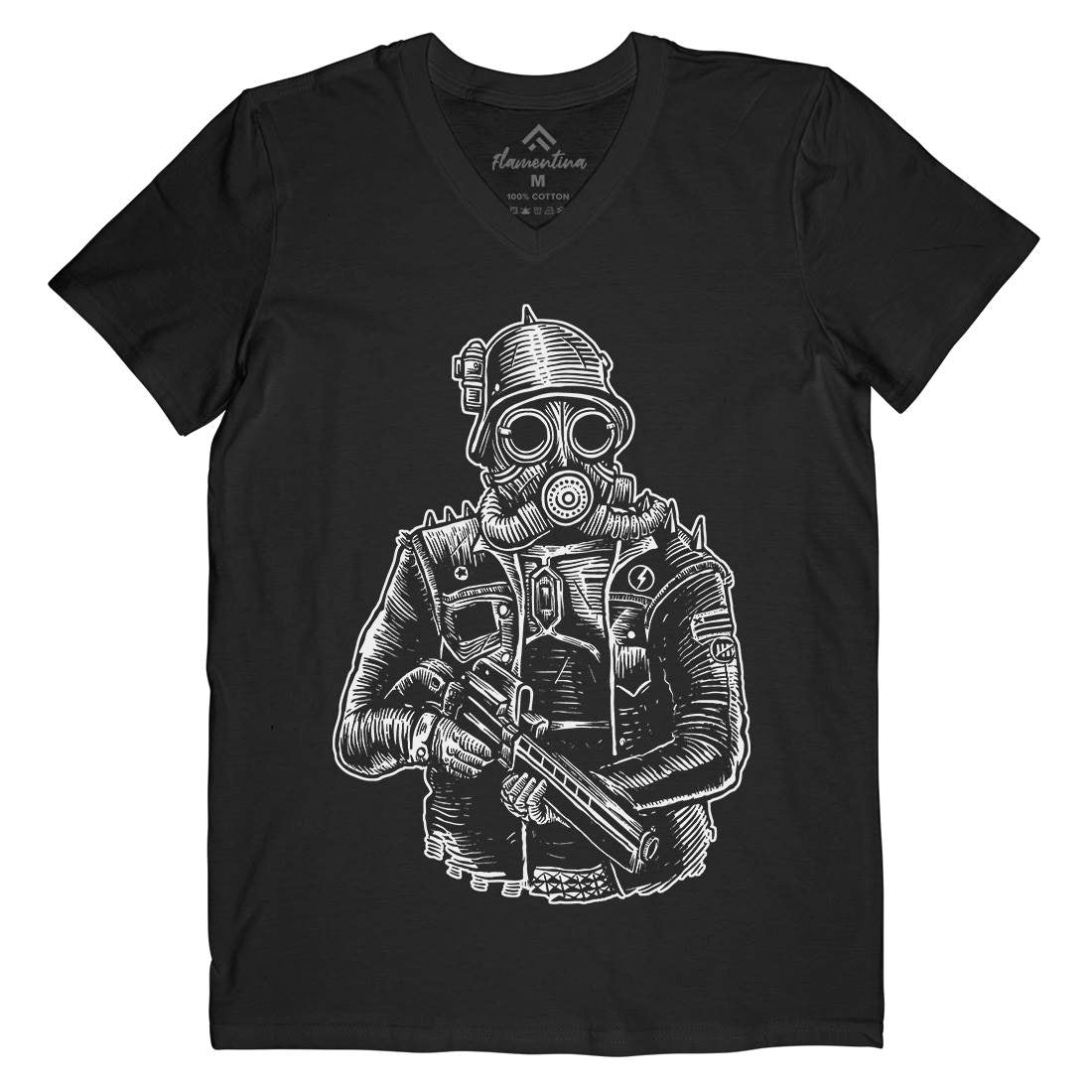 Soldier Mens Organic V-Neck T-Shirt Steampunk A577