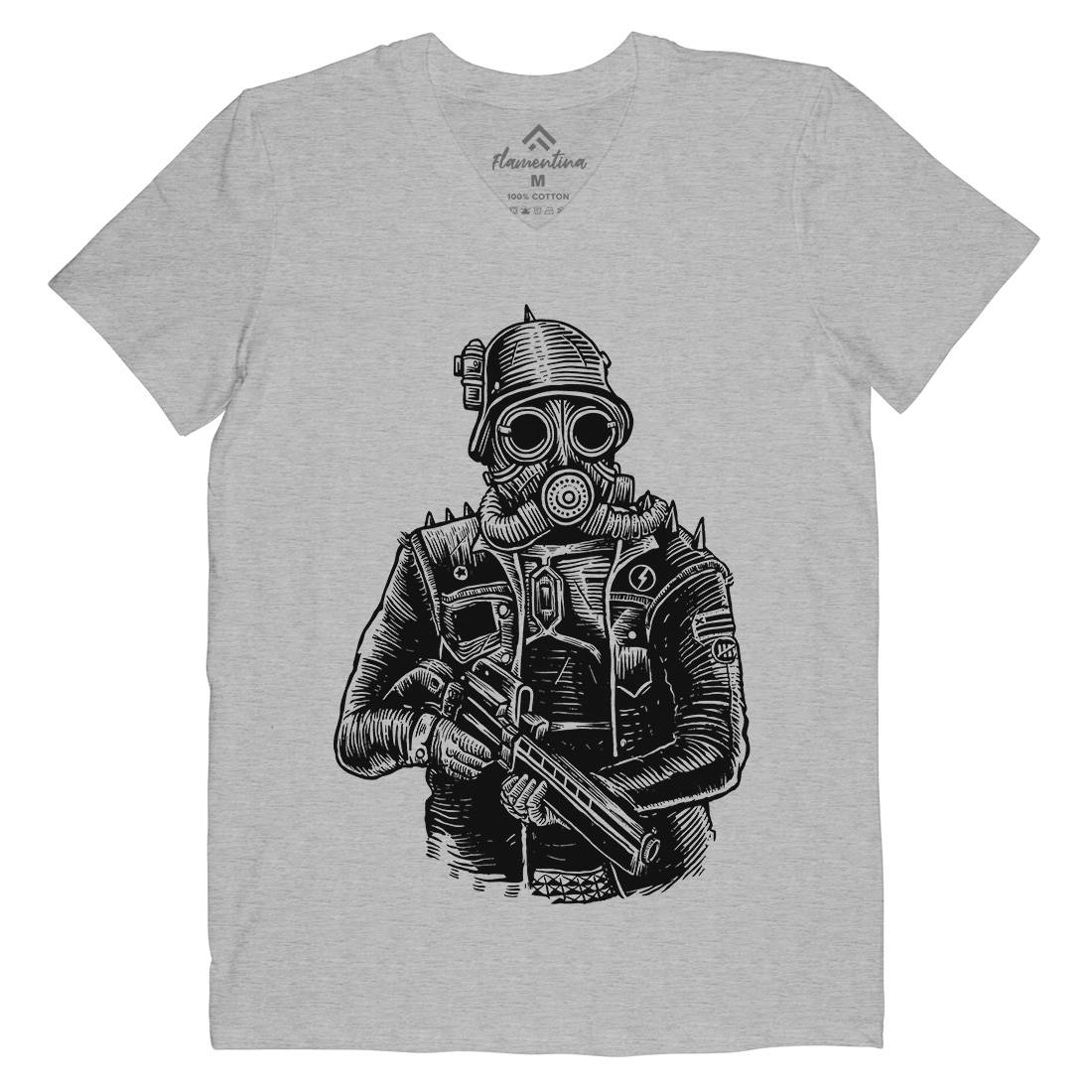 Soldier Mens V-Neck T-Shirt Steampunk A577