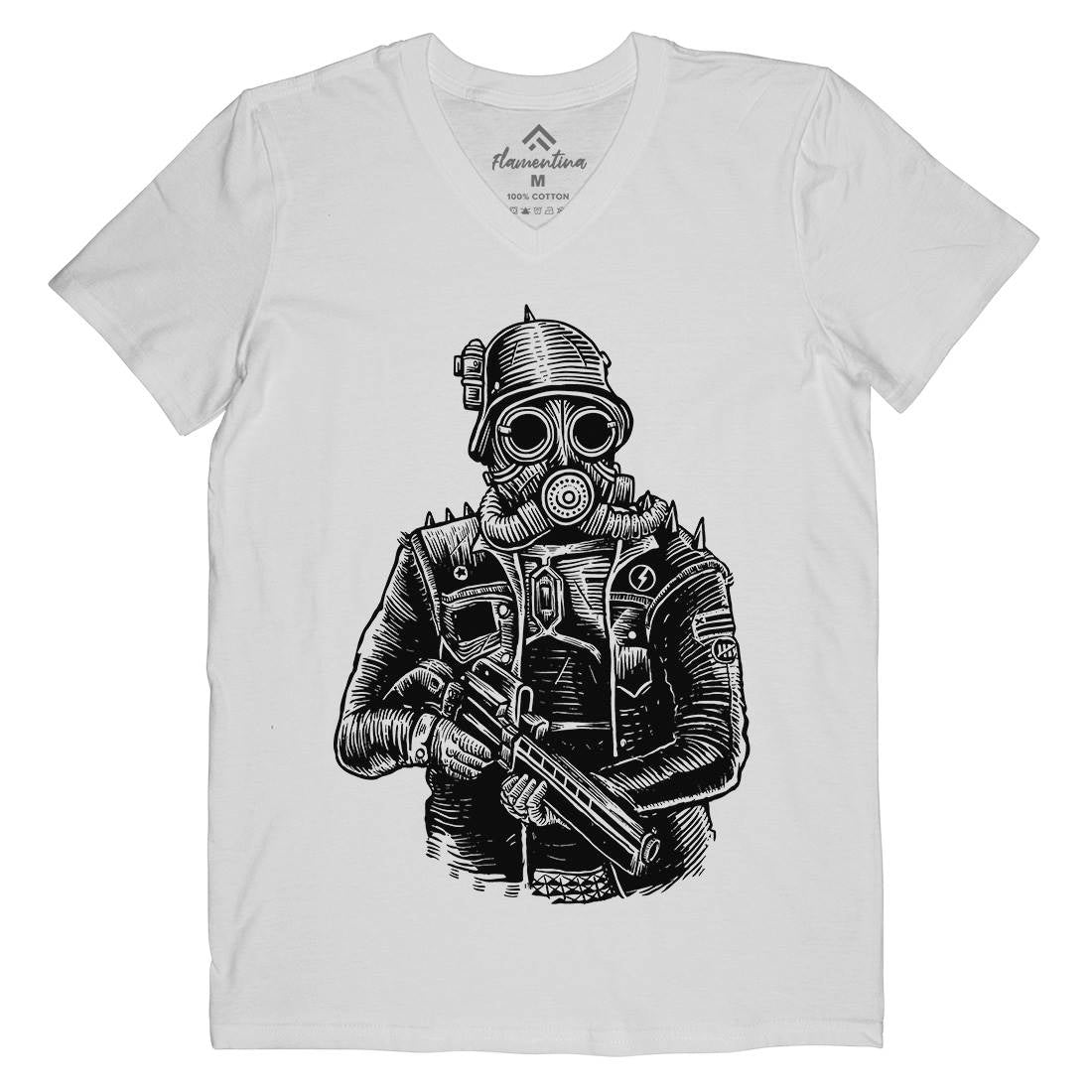 Soldier Mens Organic V-Neck T-Shirt Steampunk A577