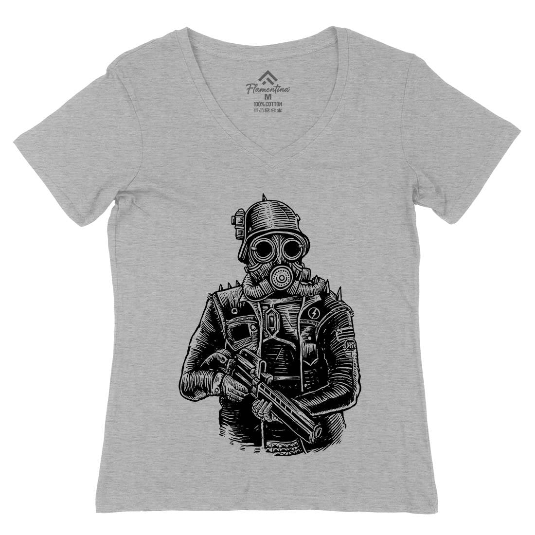 Soldier Womens Organic V-Neck T-Shirt Steampunk A577