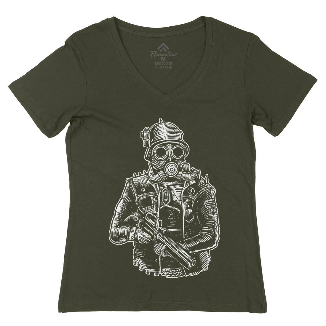 Soldier Womens Organic V-Neck T-Shirt Steampunk A577