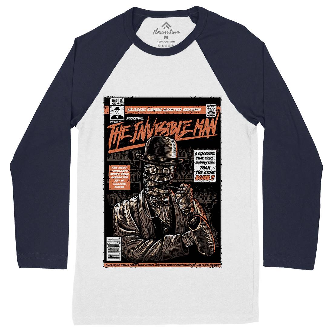 Invisible Man Mens Long Sleeve Baseball T-Shirt Horror A581