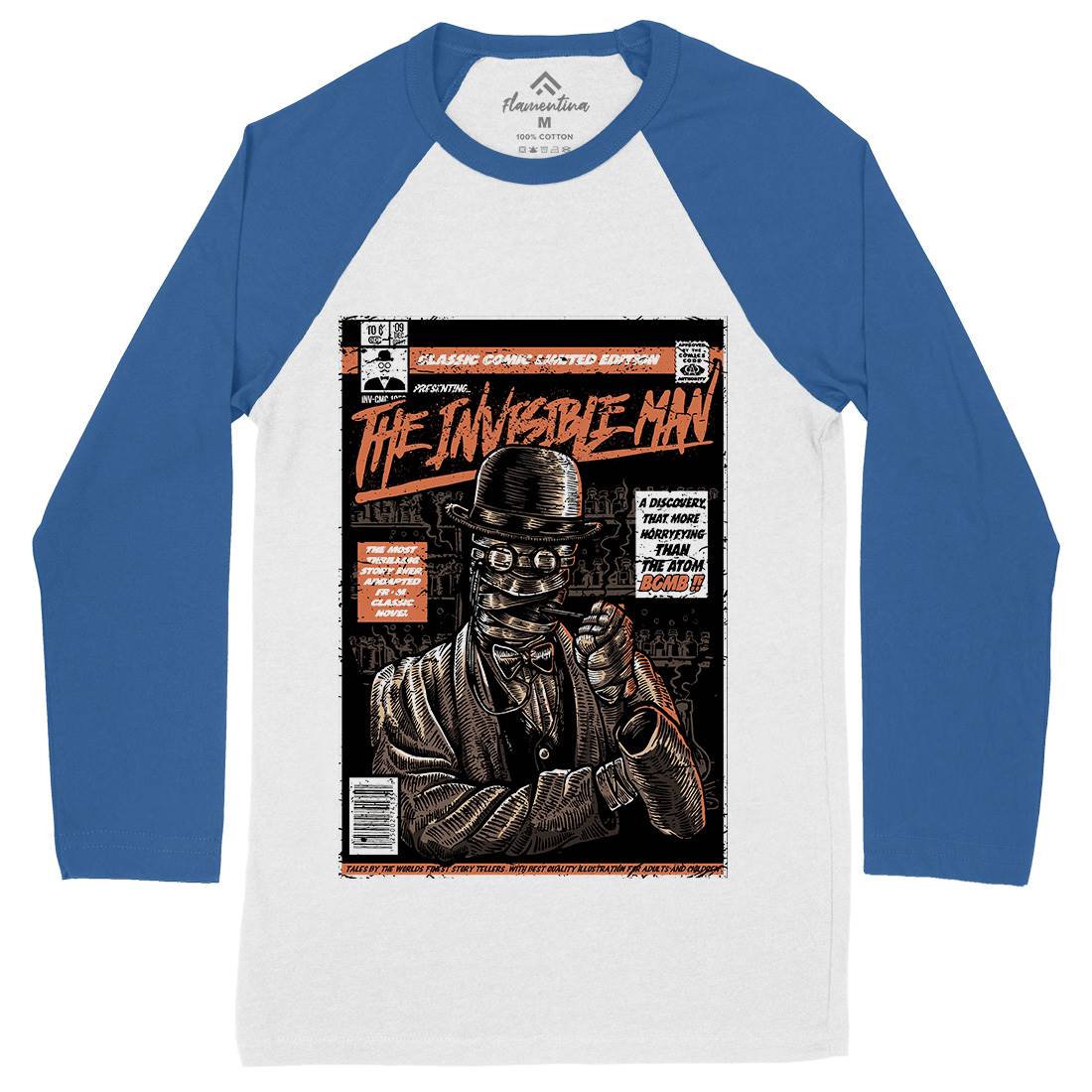 Invisible Man Mens Long Sleeve Baseball T-Shirt Horror A581
