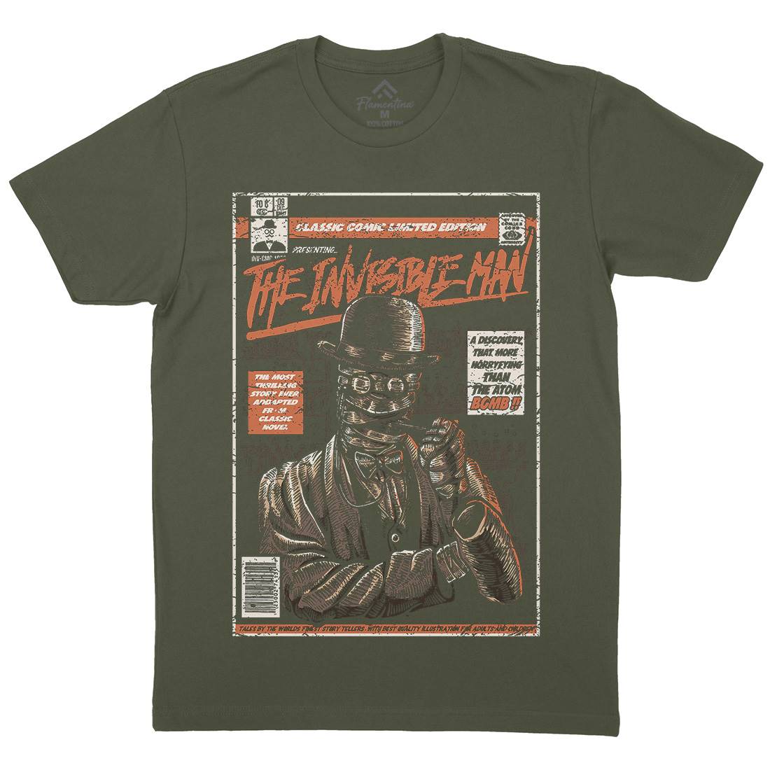 Invisible Man Mens Organic Crew Neck T-Shirt Horror A581