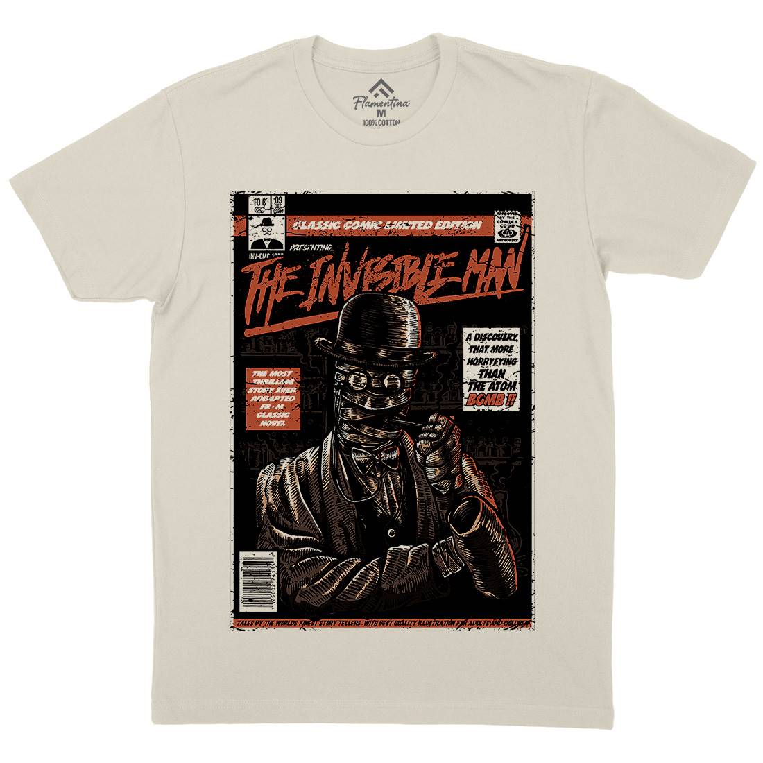 Invisible Man Mens Organic Crew Neck T-Shirt Horror A581