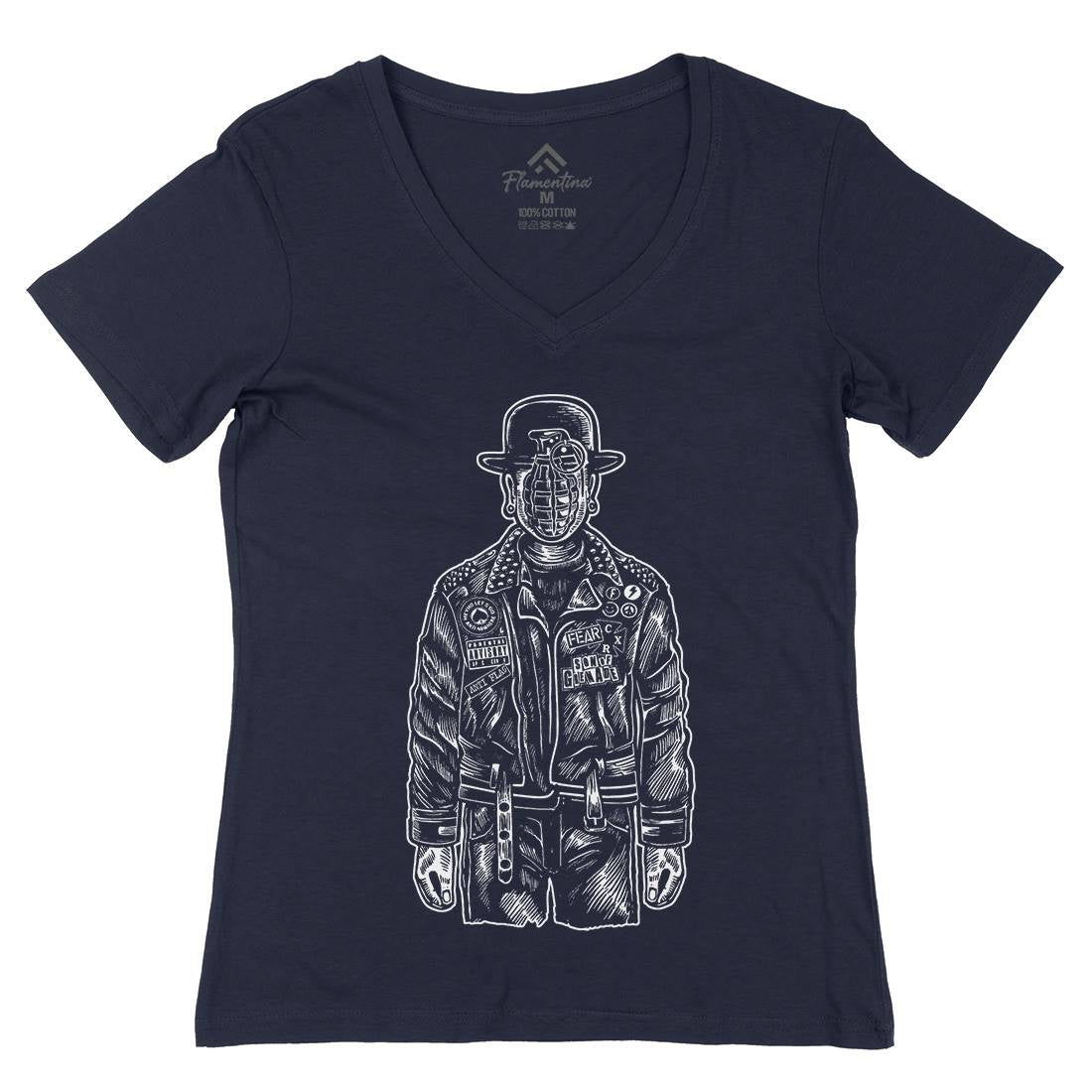 Son Of Grenade Womens Organic V-Neck T-Shirt Steampunk A583