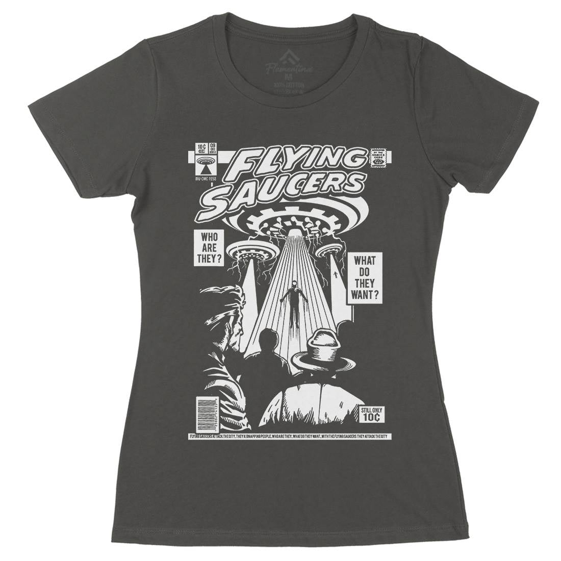 Ufo Womens Organic Crew Neck T-Shirt Space A584