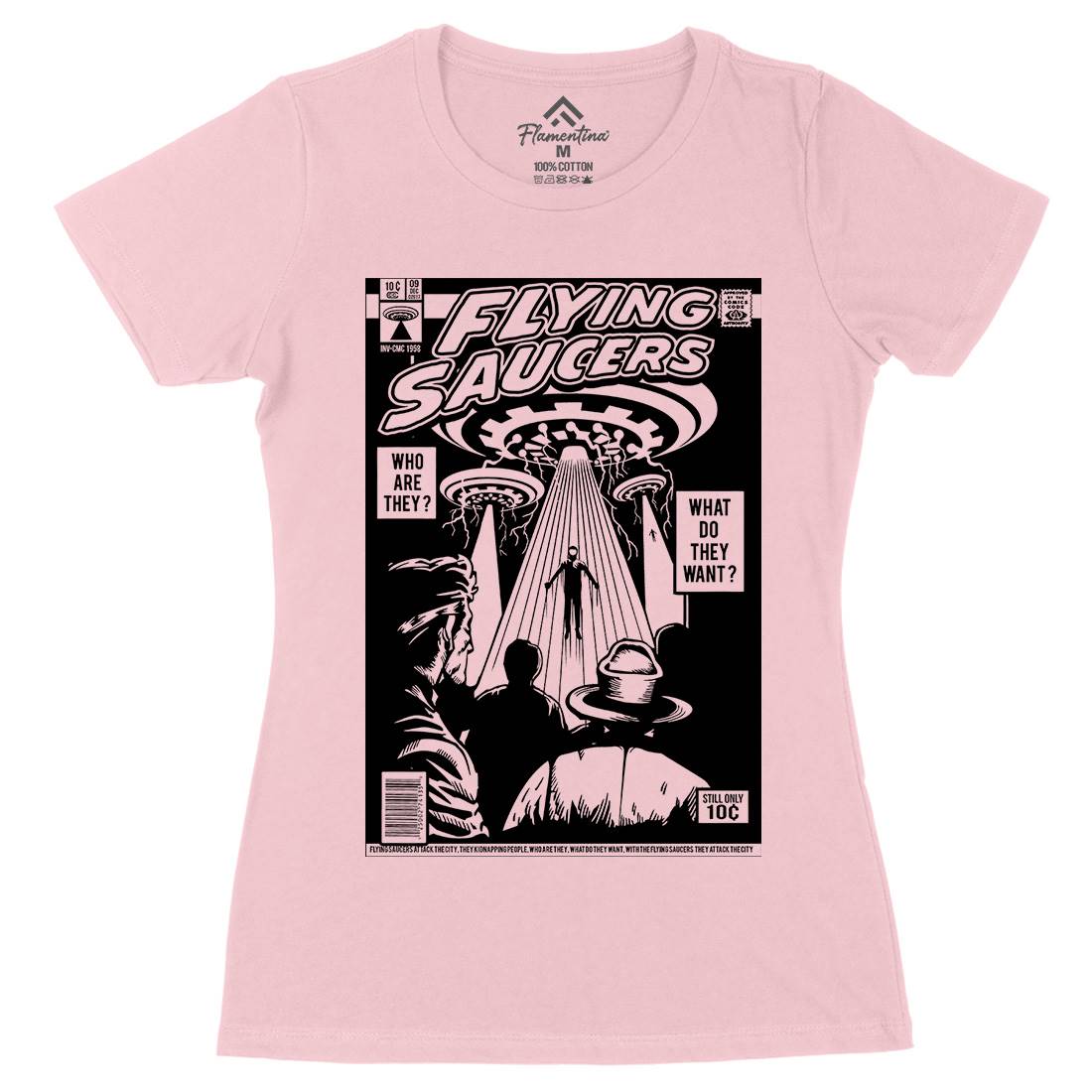 Ufo Womens Organic Crew Neck T-Shirt Space A584
