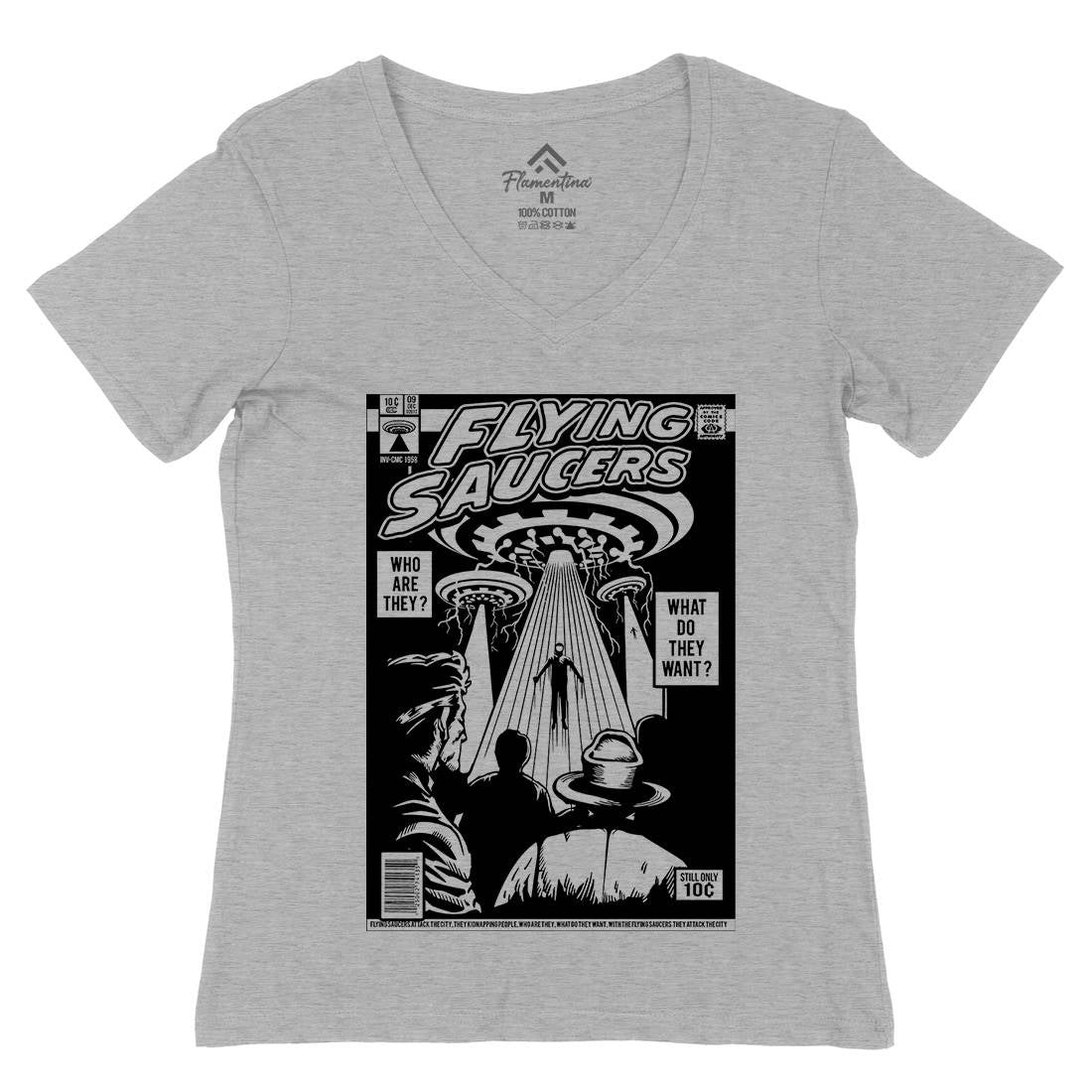 Ufo Womens Organic V-Neck T-Shirt Space A584